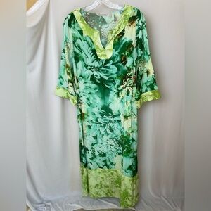 Soft Surroundings Tropical Green Havana Maxi Dress Size petite small